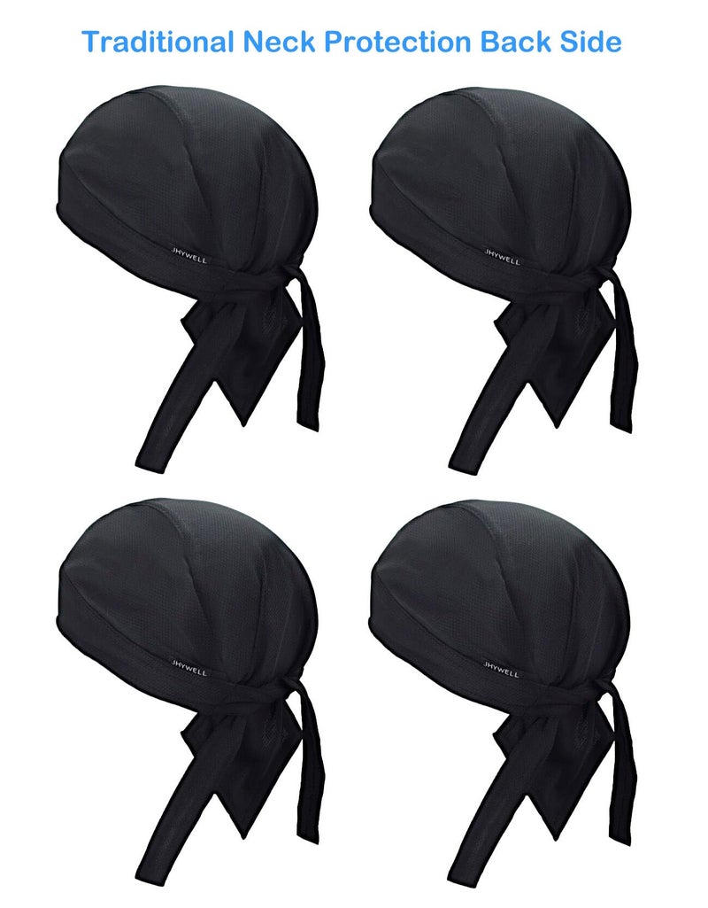 JHYWELL Black Doo Rags Sweat Wicking Beanie Cooling Large Do Rags Skull Caps Head Wraps Dew Rags Hat for Men and Women (Black Pack) - Image 2